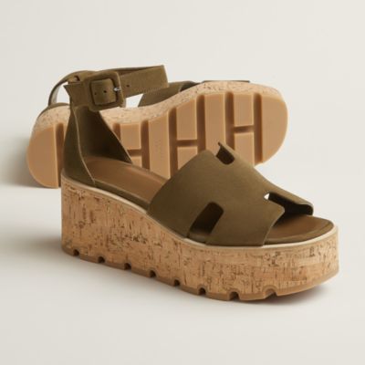 25.5cm ファッション HERMESブラウン ストラップ付きサンダル 中ヒール